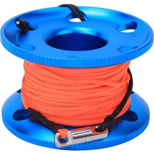 30M 50M Scuba Diving Finger Spool Reel Stainless Steel Swim Spool Reel with Fluorescent Orange Line Underwater Snorkeling