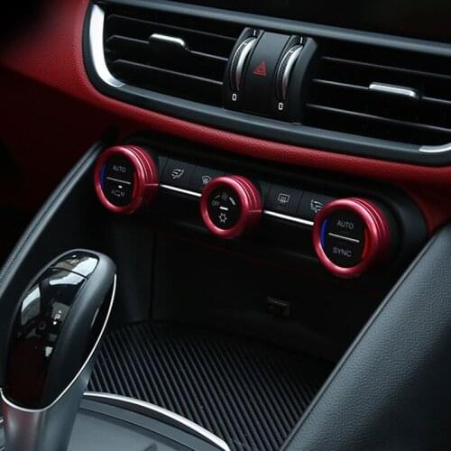 Car Air Conditioner Knob Switch Button Decoration Ring for Alfa Romeo Giulia Stelvio Interior Decoration Accessories