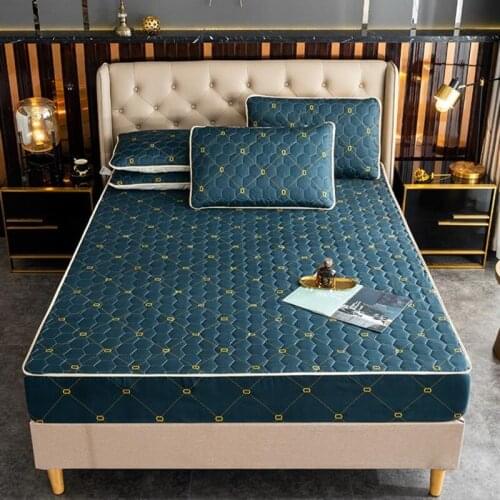 Printing Cotton 1 Pcs Fitted Sheet + 2 Pcs Pillowcases Soft Elastic Mattress Slipcovers Air-Permeable Bedspreads For Double Bed