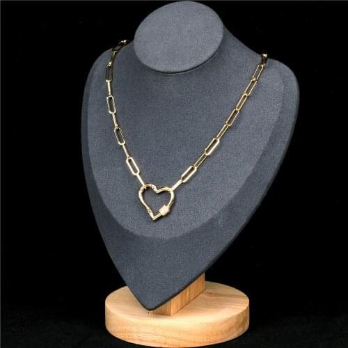 FACEINS Hot Sale INS Necklaces Trendy Hip-hop Love Heart Peach Heart Necklace Crystal Lock Pendant Thick Chain Necklace Jewelry