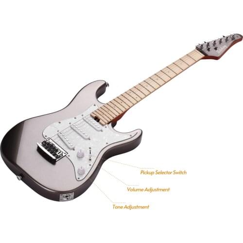 Mini 2/4 Right Handed Bolt-on Electric Guitar Alder Body Maple Neck Fingerboard White Pearl Guard Plate SSS Pickup for Beginners