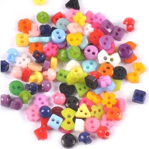 100pcs Multicolor Mix Shape Mini Resin Buttons For DIY Clothing Sewing Accessories Apparel Crafts Scrapbooking About 6mm m2670