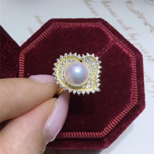 Fashion Heart Ring Base Mountings Findings Settings Adjustable Ring Jewelry Parts Fittings Accessories for Pearl Beads Stones