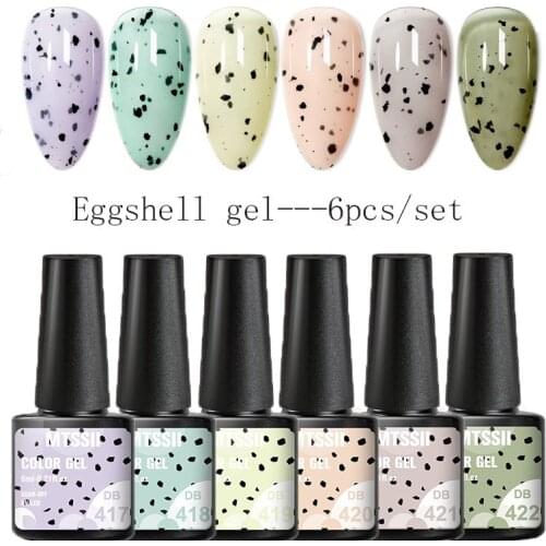 Mtssii 2/6PCS Nail Egg Effect Gel Sweet DIY Yogurt Gel Nail Polish Soak Off Base Top Varnish With Colorful Dot Effect Gel