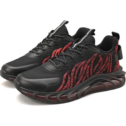Mens Running Shoes Tennis Athletic Training Vulcanized Shoes Walking Men Casual Platfrom Mesh Flame Printed Weave Sneakers
