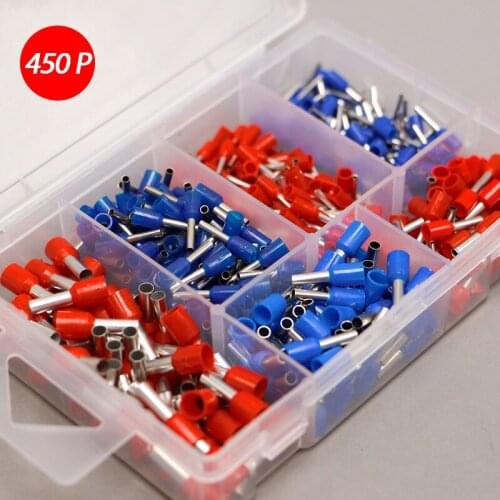 6 Types Tube Type Insulation Terminal Kit With Box Copper 450 Pcs E-450