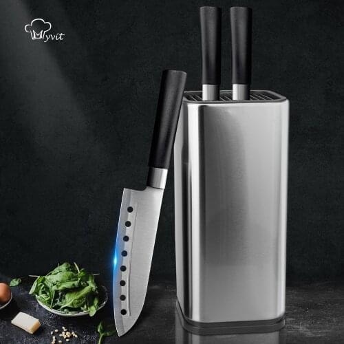 Kitchen Knives Set + Knife Holder 5 7 8 Inch 3CR13 420C High Carbon Steel Utility Slicing Vegetable Meat Chef Knife Cooking Set