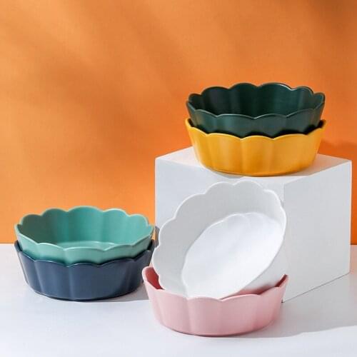Pet Non-slip Ceramic Cat Bowl Dog Feeder with Flower Shape Food Water Kitten Bowls Dog Pet Supply