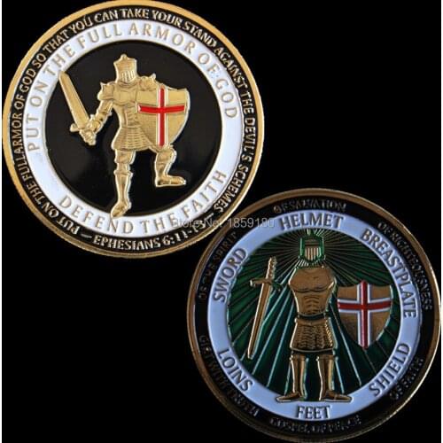 Wholesale!!!Free Shipping 50pcs/lot,NEW Put on the Armor of God - Defend the Faith Challenge Coin