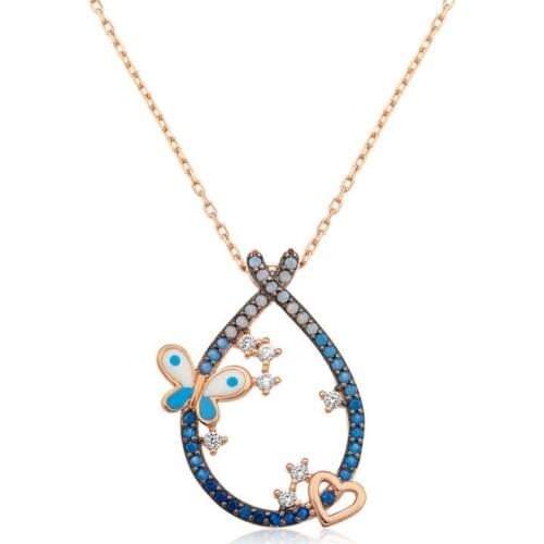 Hearted and Butterfly Drop ,Necklace ,Silver, Stylish and High Quality, Fast Shipping, of Hundreds of Kinds Silver Necklaces