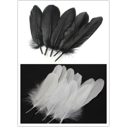 Hard Pole White/Black Goose Feathers for Crafts Plumes 6-8inch/15-20cm Jewelry Duck Pheasant Feather Wedding Home Decoration