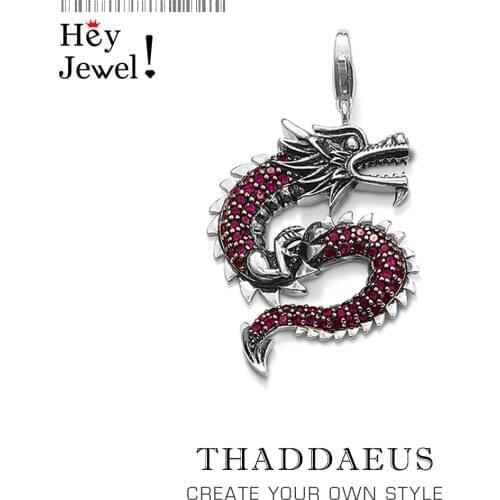 Pendant Red Dragon,2019 Winter 925 Sterling Silver Fashion Jewelry Europe Ethnic Bijoux Trendy Accessories Gift For Woman Men