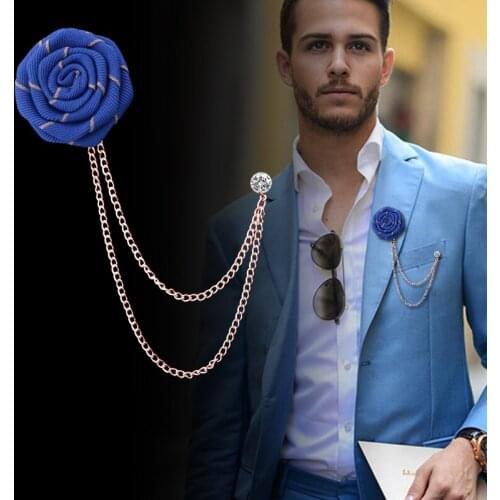 Romantic tassel wild rose brooch best man male wedding groom wedding mens suit dress brooch