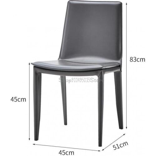 Nordic Light Luxury Italian Minimalist Leather Dining Chair Hotel Cafe Dessert Shop Stool Living Room Study Saddle Chair