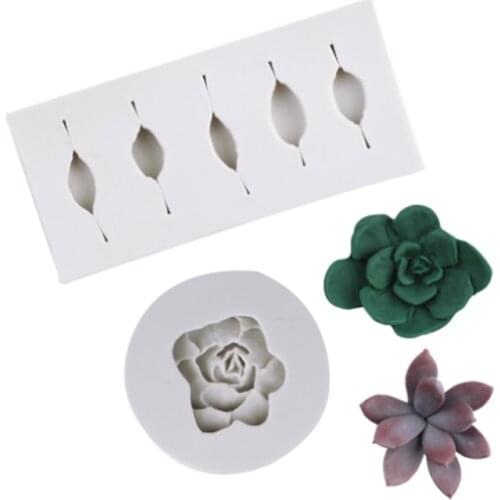 Succulents Silicone Mold Fondant Cakes Decorating Tools Silicone Molds Sugarcraft Chocolate Baking Tools For Cakes Gumpaste Form