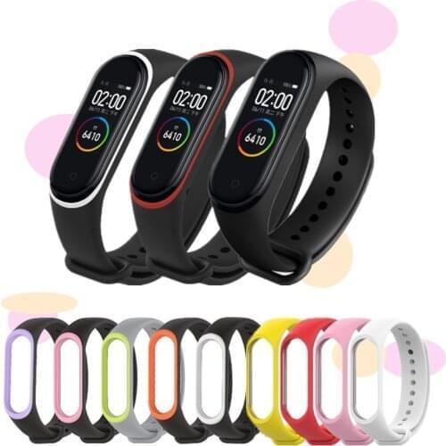 Sport Silicone Bracelet for xiaomi mi band 4 3 bracelet Pure Dual color Replacement Strap Mi Band 4 Miband 4 3 Wrist Straps band