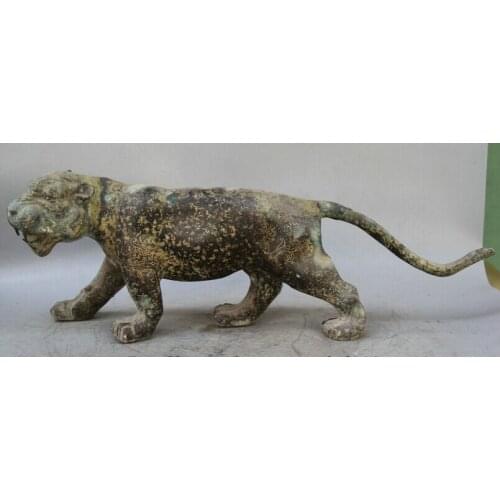 Song voge gem S1736 21" Old Chinese Bronze animal Folk Fierce Zodiac Year Tiger sculpture Statue