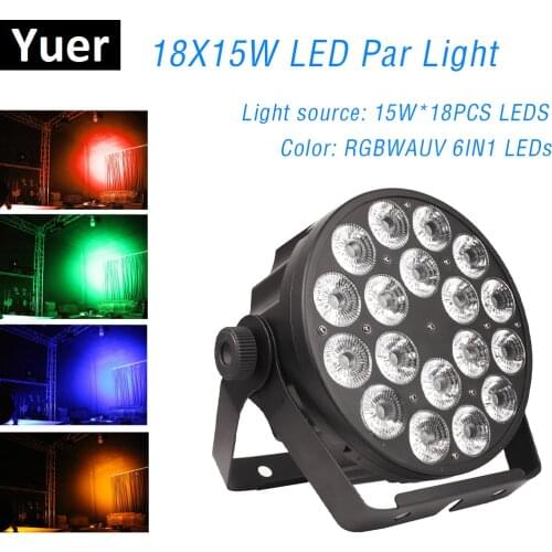 LED Par Light 18X15W Dj LED Par Cans RGBWA-UV 6IN1 Wash Disco Light DMX Controller Dj Effect For Small Party KTV Stage Lighting