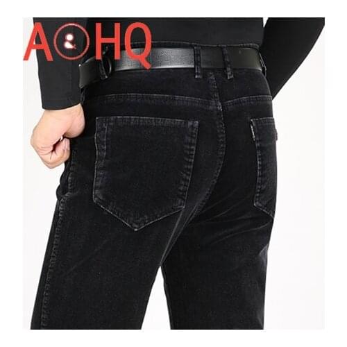 Corduroy Trousers Men Thick Warm High Waist Winter Pants Men Trousers Loose Straight Stretch 2021 Casual Pants Man
