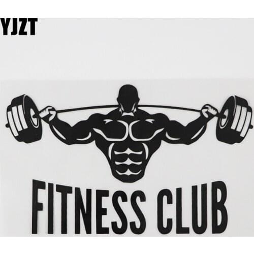 YJZT 15.9CMX9.5CM Fitness Club Keep Fit Weights Muscle Decal Vinyl Car Sticker Black/Silver 8A-0994
