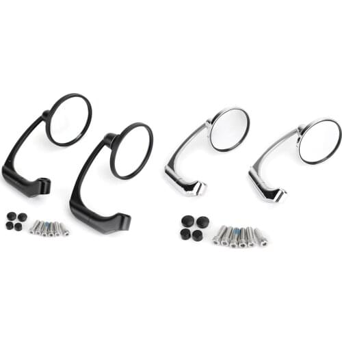 Areyourshop Motorcycle L-Bar Round Rear View Mirrors Cafe Racer Pair 8mm 10mm Universal For Kawasaki For Yamaha Motor Accessorie