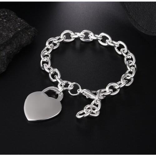 Special offer romantic heart card chain 925 sterling silver Bracelet for woman fashion fine jewelry Wedding party Christmas gift