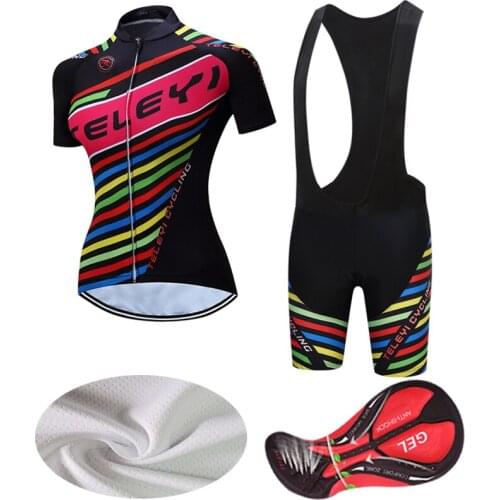 Women Summer Lycra Bicycle Jersey BIB Gel Set 2021 Cycling Clothing Skinsuit Female Road Bike Clothes Shorts Dress MTB Suit Kit