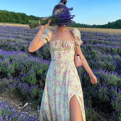 Elegant Ladies Long Dress Summer Sexy Backless Lace Up Fashion Print Short Sleeve Floral Slit Ladies Midi Dresses For Women 2021