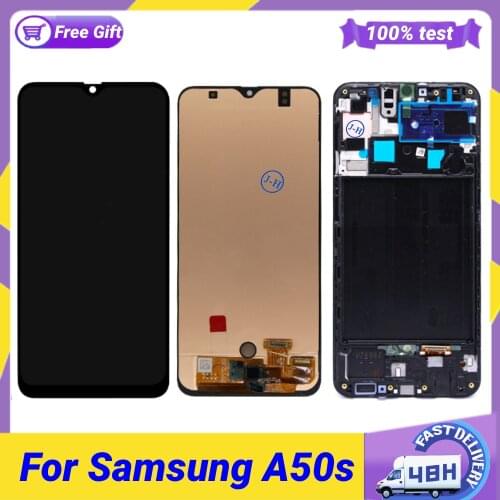 6.4" For Samsung Galaxy A50s A507 Lcd Display Cell Phone Touch Screen Digitizer Assembly Parts For Samsung A50s A507 With Frame