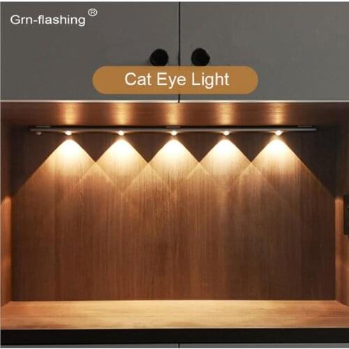 1/2 PCS Cat Eye LED Under Cabinet Kitchen Light Infrared PIR Motion Sensor Lamp for Wardrobe Wine Cabinet Showcase AUTO Sensing