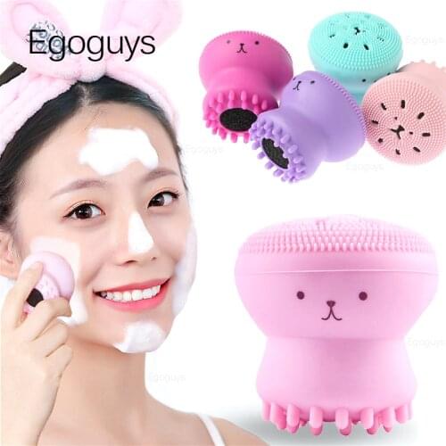 1PC Octopus Shape Bubbler Silicone Cleaning Brush Exfoliating Blackhead Remover Facial Deep Cleansing Face Washing Bath Brushes