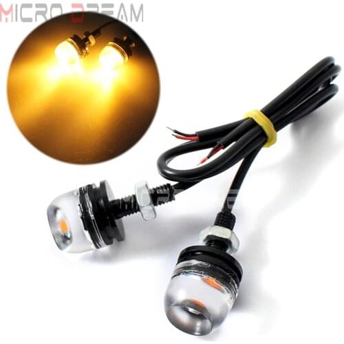 2pcs Motorcycle Mini LED Tail Light SMD Amber Screw Bolt License Plate Light Signal Lamp for Kawasaki Honda Yamaha Suzuki Harley