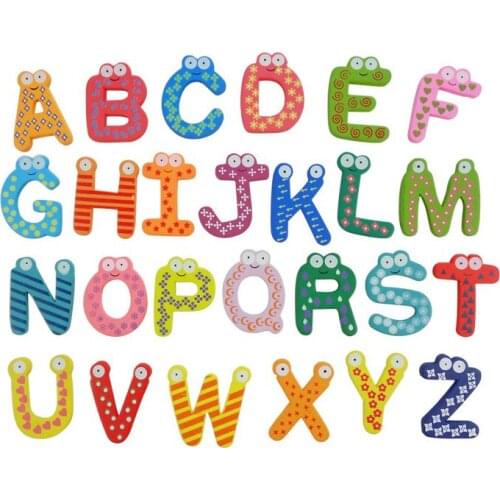 Words Fridge magnets 26pcs/Set Children Kids Wooden Cartoon Alphabet Education Learning Toys Adult Crafts Home Decorations Gifts