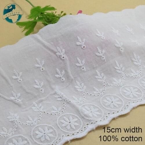 3yards 15cm wide 100% Cotton embroid lace sewing ribbon guipure trim warp knitting DIY Garment Accessories wedding lace#3381