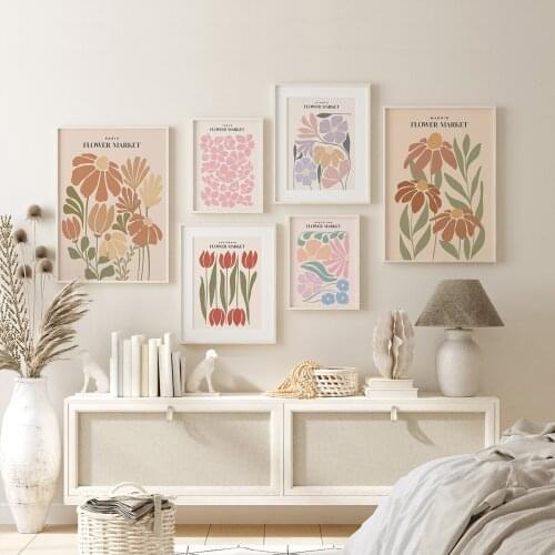 Abstract Vintage Plant Flowers Wall Art Canvas Painting Nordic Posters and Prints Wall Pictures for Living Room Home Decorate