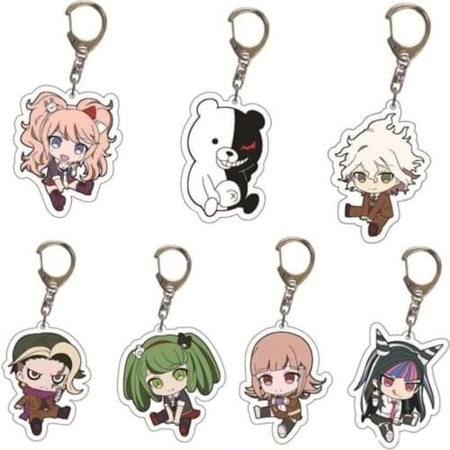 Anime Danganronpa Double Sided Acrylic Keychain Cartoon Figure Acrylic Bag Pendants Car Key Chains Keyring Cosplay Accessories
