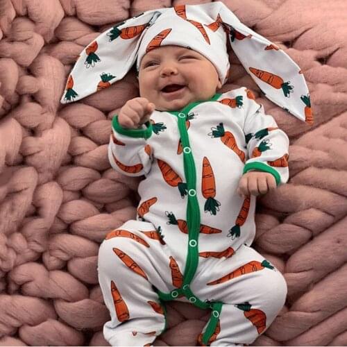 0-18 Months Baby Girl Boy Rompers long sleeve Jumpsuit for Newborn infant romper+Rrabbit Hat Outfits Clothes for kids CF
