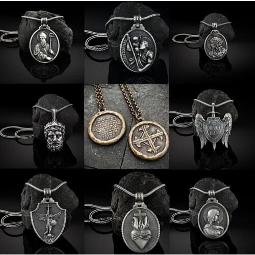 Christian Catholic faith pendant necklaces for women Religious badge tag Jewelry on the neck Mens chain necklace