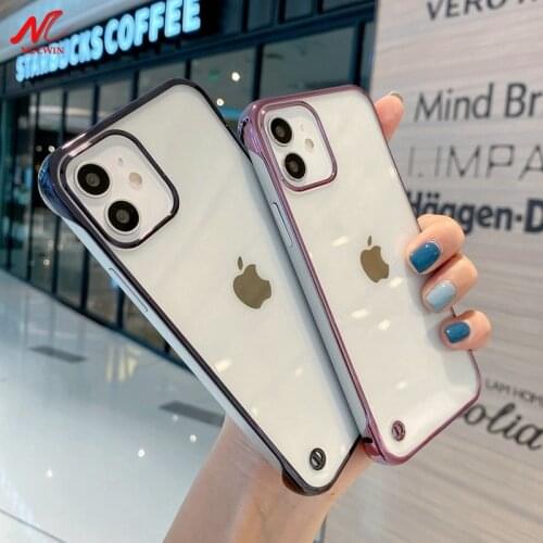 Gold Plating Transparent Acrylic Rimless Ultra Thin Phone Case for iPhone 12 11 Pro Max X Xs Xr 7 8 Plus 12 Mini SE 2020 Cover