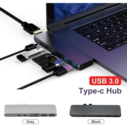 Dual Type-c Hub To Compatible With Hdmi 4k USB C Hub With 2 USB 3.0 Port SD/TF Type-C Port 40Gbps With Thunder3 Port For Macbook