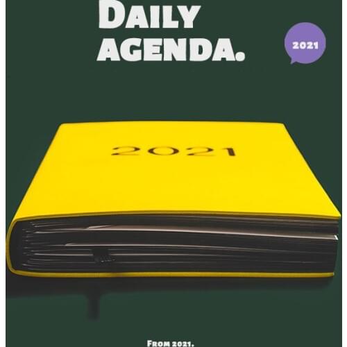 Agenda 2021 Diary New Fashion Jan-Dec English Language Thicken Notebook A5 Leather Soft Cover School Planner Efficiency Journals