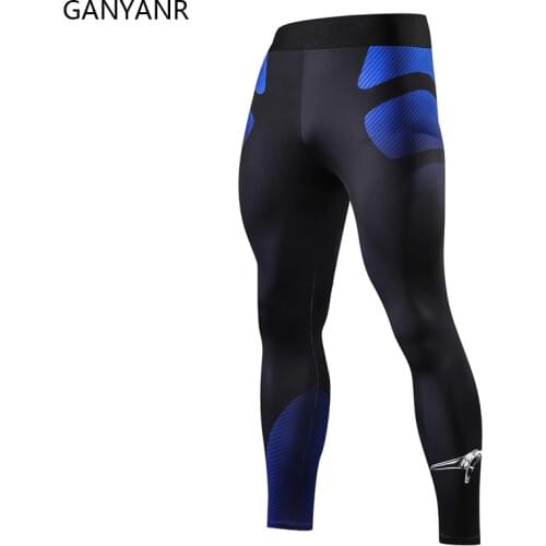 GANYANR Gym Leggings Men Compression Pants Running Tights Sportswear Fitness Sexy Basketball Dry Fit Yoga Track Cool Long Winter