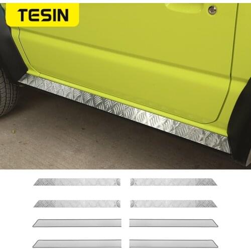 TESIN Car Body Side Skirt Door Sill Scuff Plate Protective Welcome Pedal Cover Sticker Accessories for Suzuki Jimny JB74 2019
