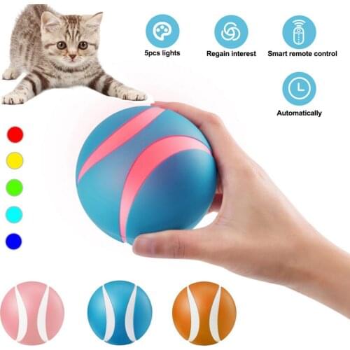 Cat Toys Remote Control Cat Toys USB Electric Pet Interactive Ball LED Flashing Pet Ball Cats Dogs Training Chewing Toys Latest