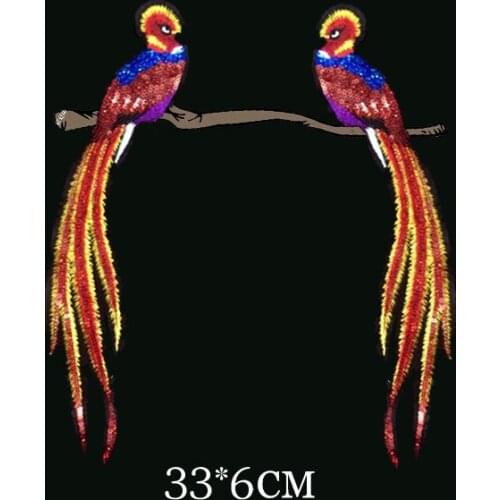 Exquisite 3D birdie patch sequins embroidery applique DIY clothing accessories Free Shipping