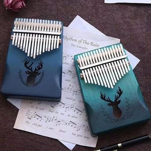 Solid Koa 17 Keys Gauntlets Kalimba Thumb Piano Calimba Creative Musical Instruments with Song Instruction Book Tune Hammer