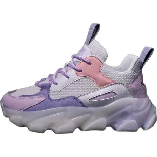 2021ins Classic All-match Sneakers Refreshing And Transparent Pu Popcorn Bottom Soft And Comfortable Platform Running Shoes