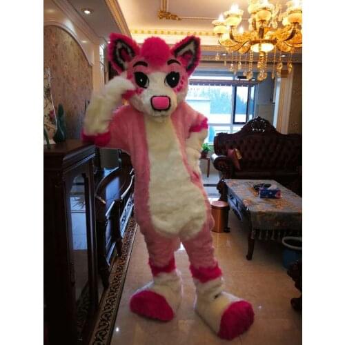 Pink Fursuit Husky Mascot Costume Suits Cosplay Party Game Dress Outfits Clothing Advertising Carnival Halloween Adult Christmas