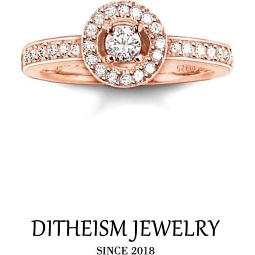 Rose Gold Color Round Wedding Bands Rings, 2018 New 925 Sterling Silver Fashion Jewelry Trendy Party Gift For Women Girls