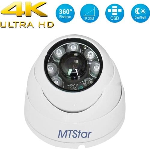 MTStar 180 degree Fisheye Panoramic 4K 4 In 1(AHD/TVI/CVI/CVBS) Dome Camera IR Night Vision Outdoor Waterproof Security Camera